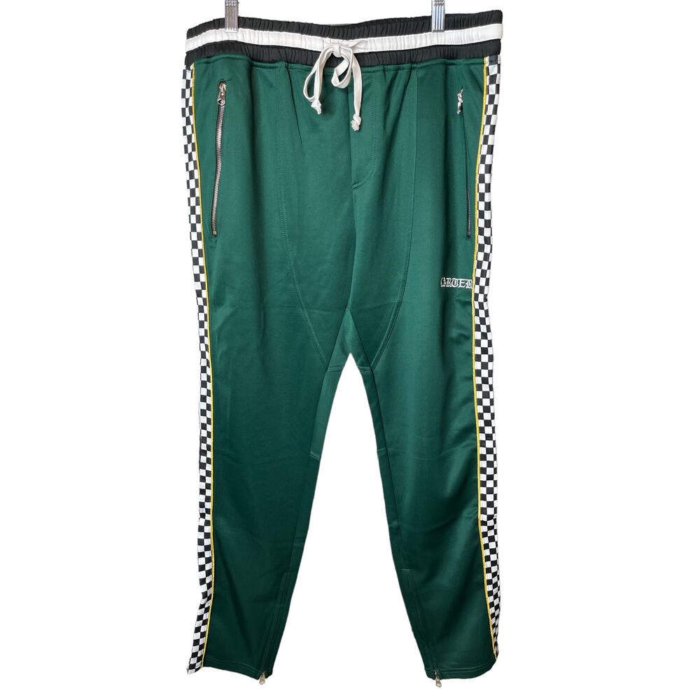 Karter Collection Checkered Track Jogger Athletic Pants 2XL Green